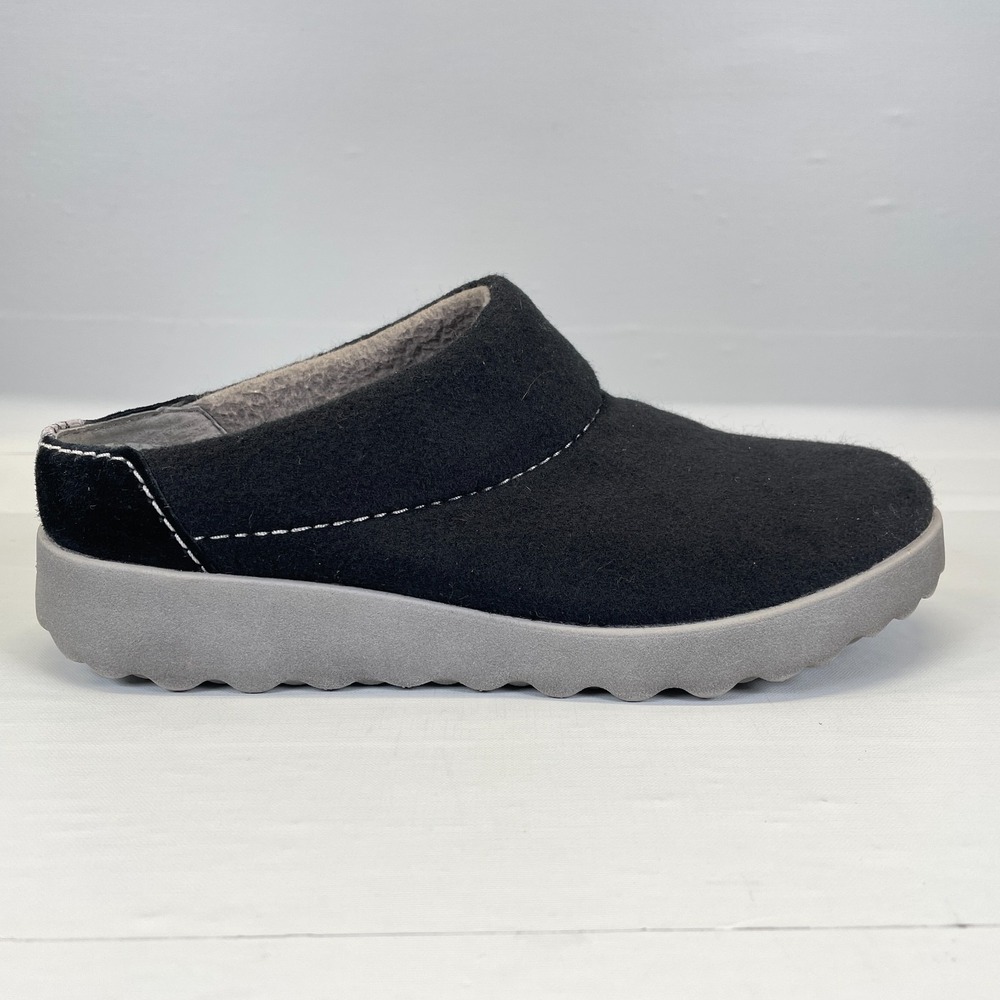 Dansko Lucie Mule Clogs Womens Size 38 US 7.5 Black Wool Blend Comfort Shoes